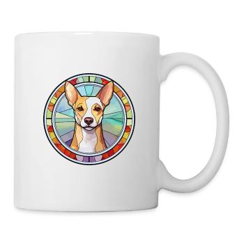 Portugiesische Hunderasse Podengo Pequeno Glasmalerei - Tasse - Weiß - Rechts