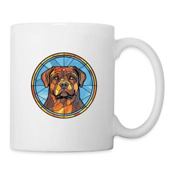 Rottweiler chien race vitrail coloré waterc - Mug blanc - blanc - Droite