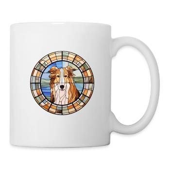 Rough Collie chien race vitrail coloré Wate - Mug blanc - blanc - Droite