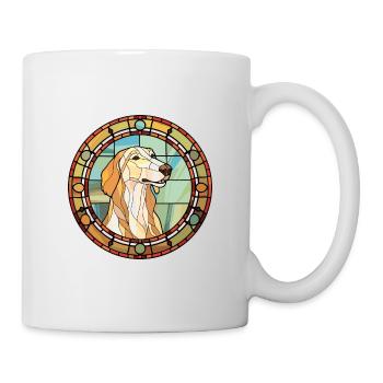 Lévrier russe chien race vitrail coloré - Mug blanc - blanc - Droite