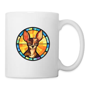 Russischer Toy Terrier Hunderasse Buntglas Colorf - Tasse - Weiß - Rechts