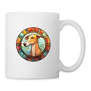 Vieux lévrier croate race chien vitrail Co - Mug blanc - blanc - Droite