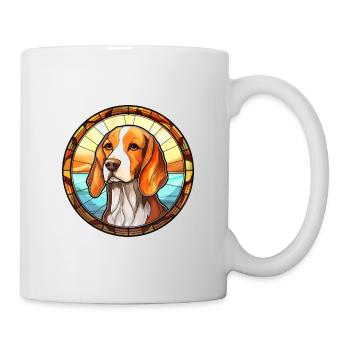 Poitevin Hound Dog Breed Stained Glass Colorful Wa - Mug - white - Right