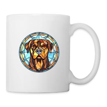 Rottweiler chien race vitrail coloré waterc - Mug blanc - blanc - Droite