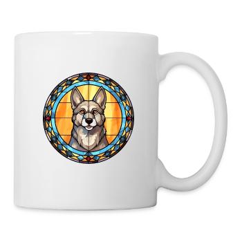 Norwegischer Elchhund Hunderasse Buntglas Colorfu - Tasse - Weiß - Rechts