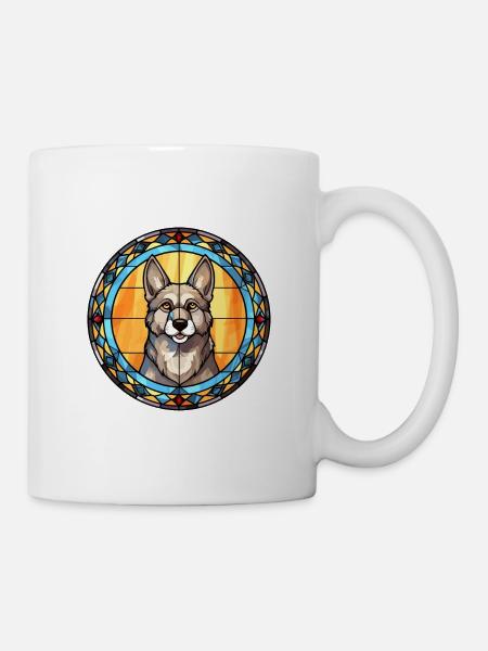 Norwegischer Elchhund Hunderasse Buntglas Colorfu - Tasse - Weiß