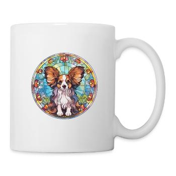 Papillon Dog Breed Stained Glass Colorful Watercol - Mug - white - Right