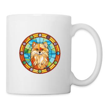 Pomeranian German Spitz Dog Breed Stained Glass Co - Mug - white - Right