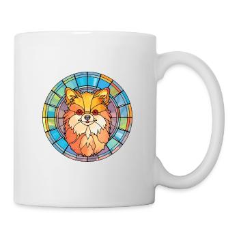 Spitz de Poméranie chien race vitrail coloré - Mug blanc - blanc - Droite