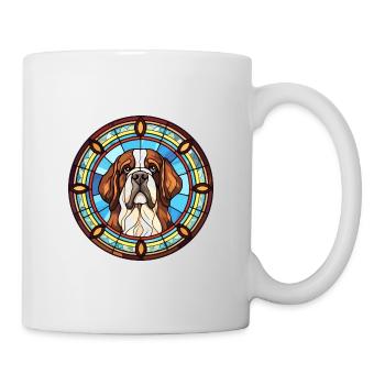 Saint Bernard chien race vitrail coloré Wat - Mug blanc - blanc - Droite