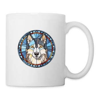 Husky sibérien chien race vitrail coloré Wa - Mug blanc - blanc - Droite