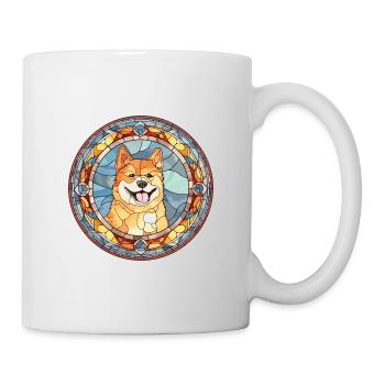 Shikoku Dog Breed Stained Glass Colorful Watercolo - Mug - white - Right
