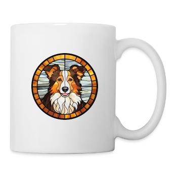 Scotch Collie chien race vitrail coloré Wat - Mug blanc - blanc - Droite