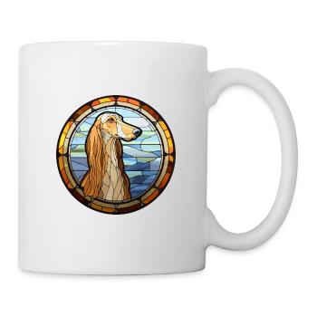 Saluki Dog Breed Stained Glass Colorful Watercolor - Mug - white - Right