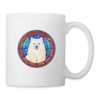 Samoyed Dog Breed Stained Glass Colorful Watercolo - Mug - white - Right