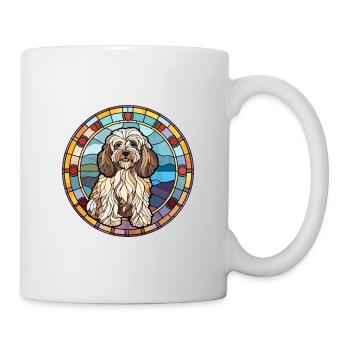Tibetan Terrier Dog Breed Stained Glass Colorful W - Mug - white - Right
