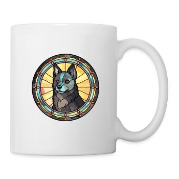 Schipperke chien race vitrail coloré waterc - Mug blanc - blanc - Droite