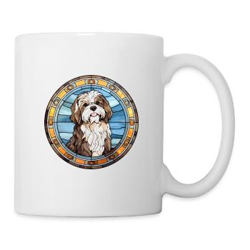Schapendoes chien race vitrail coloré eau - Mug blanc - blanc - Droite
