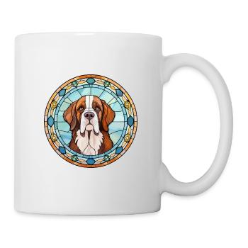 St Bernard chien race vitrail coloré waterc - Mug blanc - blanc - Droite