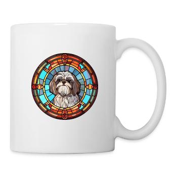 Shih Tzu chien race vitrail coloré Watercol - Mug blanc - blanc - Droite
