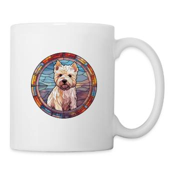 Westie chien race vitrail aquarelle colorée - Mug blanc - blanc - Droite