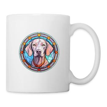 Braque de Weimar chien race vitrail coloré waterc - Mug blanc - blanc - Droite