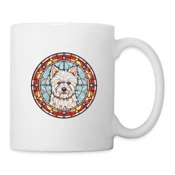 West Highland Terrier Dog Breed Stained Glass Colo - Mug - white - Right