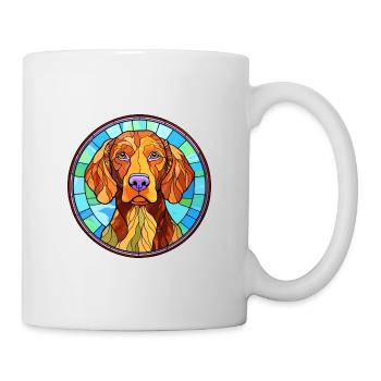 Vizsla chien à poil dur race vitrail coloré - Mug blanc - blanc - Droite