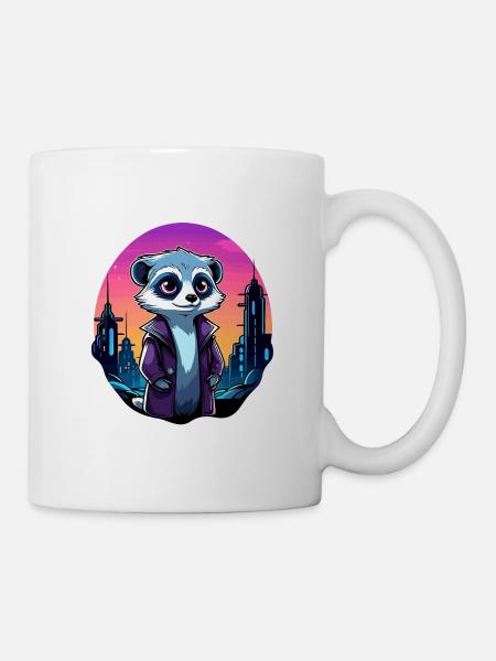 Erdmännchen Zeichnung - Tasse - Weiß