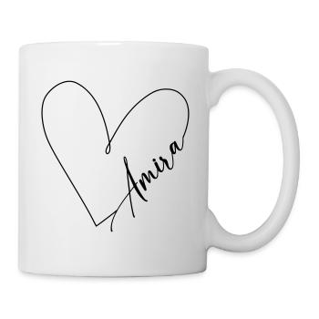 Amira Name Herzlinie - Tasse - Weiß - Rechts