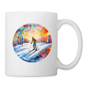 Biathlon - farbiger Skifahrer auf Skipiste - Tasse - Weiß - Rechts