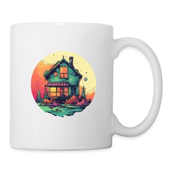 Holzhütte im Wald - Tiny House - Tasse - Weiß - Rechts