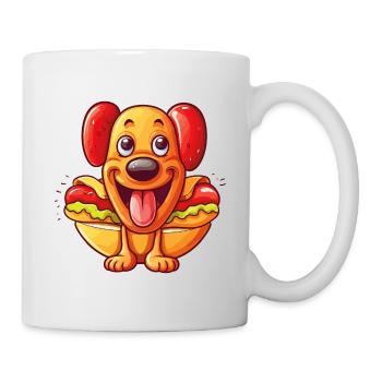 Hot Dog Hund Wurst Fast Food Lecker Lustig Humor - Tasse - Weiß - Rechts