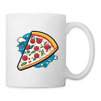 Pizza Slice Zeichnung - Tasse - Weiß - Rechts