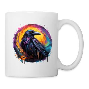 Beau corbeau en couleurs - Mug blanc - blanc - Droite