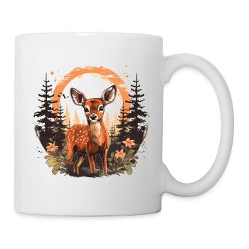 Cerf mignon avec des fleurs Animal Motif fauve - Mug blanc - blanc - Droite
