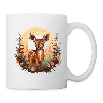 Cerf mignon avec des fleurs Animal Motif fauve - Mug blanc - blanc - Droite
