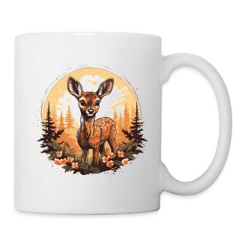 Cerf mignon avec des fleurs Animal Motif fauve - Mug blanc - blanc - Droite