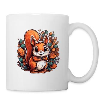 Eichhörnchen / Tier / Nagetier / Waldtier / Comic - Tasse - Weiß - Rechts