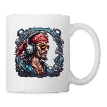 Pirat / Ahoi / Anker / Kapitän / Totenkopf / Rum - Tasse - Weiß - Rechts