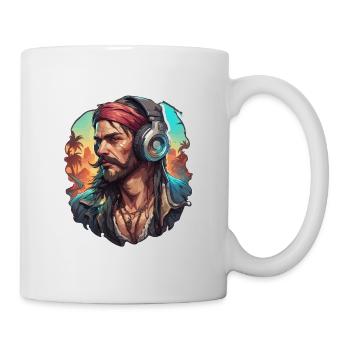 Pirat / Ahoi / Anker / Kapitän / Totenkopf / Rum - Tasse - Weiß - Rechts