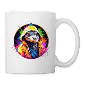 Crocodile avec sweat à capuche - Mug blanc - blanc - Droite