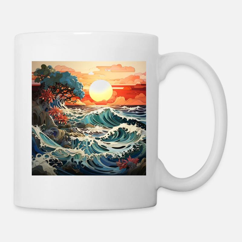 Sunrise on the waves - Mug - white