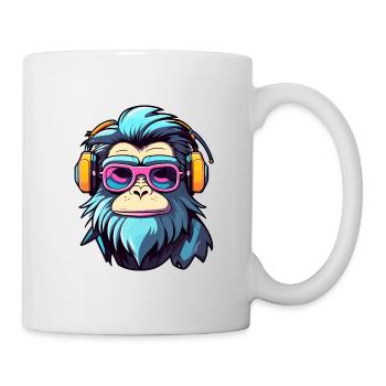 Affe Illustration - Tasse - Weiß - Rechts