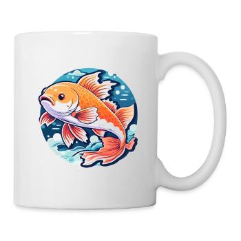 Koi Karpfen Zeichnung - Tasse - Weiß - Rechts