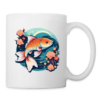 Koi Karpfen Zeichnung - Tasse - Weiß - Rechts