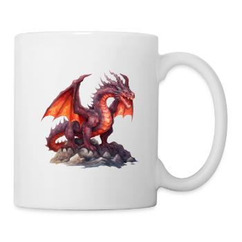 T-shirt dragon rouge fantaisie. Excellent pour les joueurs. - Mug blanc - blanc - Droite