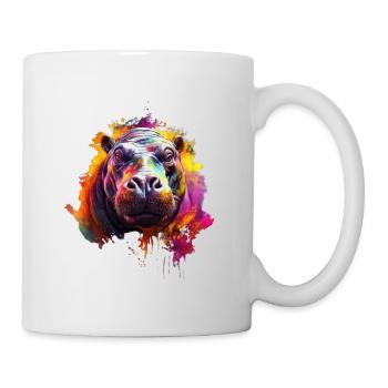 farbenfrohes Nilpferd - Tasse - Weiß - Rechts