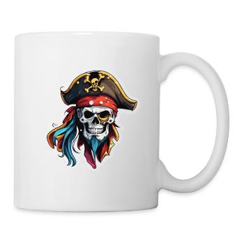 Pirat / Ahoi / Anker / Kapitän / Totenkopf / Rum - Tasse - Weiß - Rechts