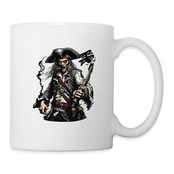 Pirat / Ahoi / Anker / Kapitän / Totenkopf / Rum - Tasse - Weiß - Rechts